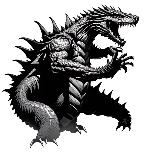 godzilla fighting king ghidorah tattoo design idea