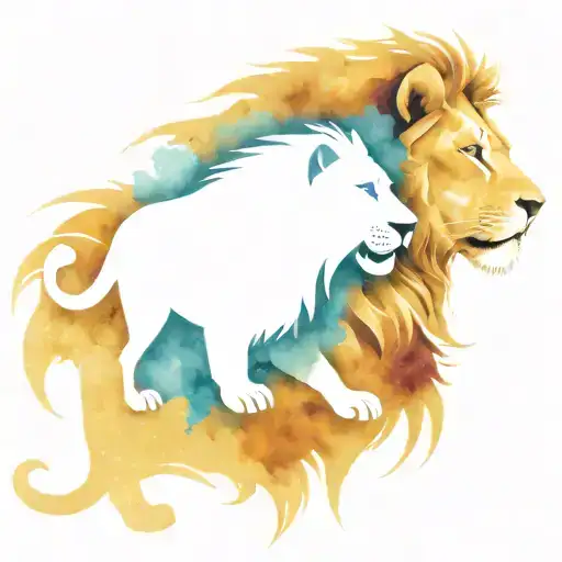 Sports Half Aston villa lion face combined with half detroit lions face tattoo design idea