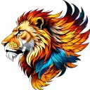 Phoenix and lion tattoo design idea