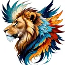 Phoenix and lion tattoo design idea