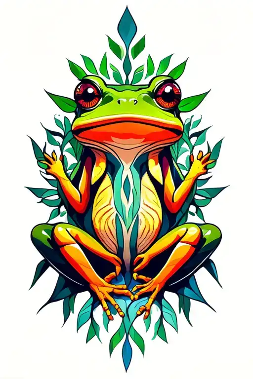 Ayahuasca vine entwined, kambo frog tattoo design idea