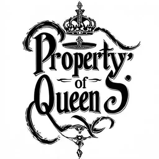 "Property of Queen S" A text tattoo design saying "Property of Queen S" tattoo design idea