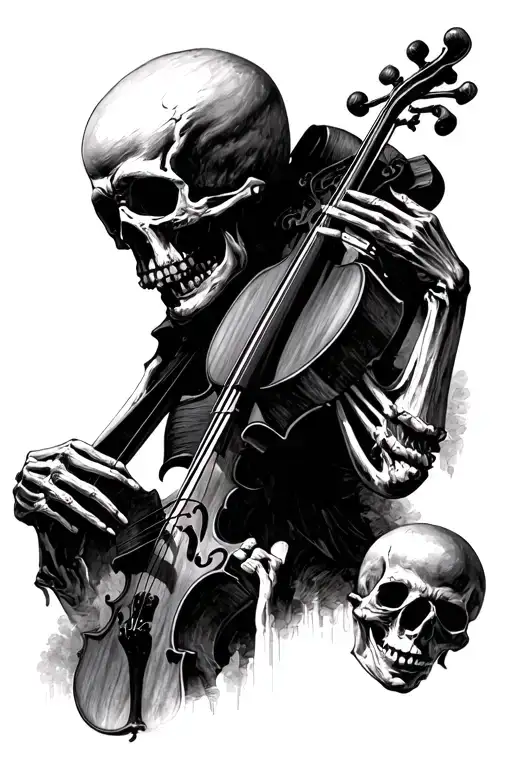 Death As The Avenger Skeleton Playing A Violin Among Dead People 1854 tattoo design idea