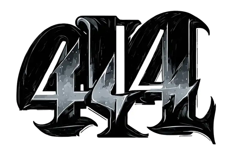 444 with the integrated letter E tattoo design idea