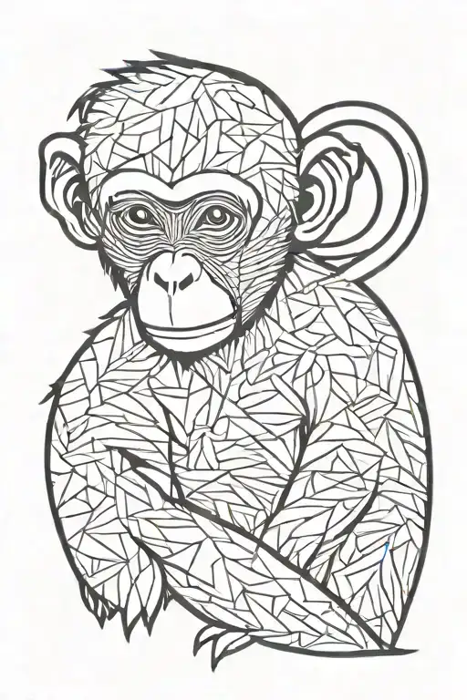 minimalist monkey tattoo design idea
