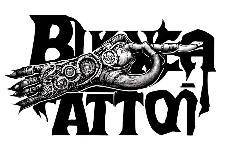 bio mechanical sleeve tattoo design idea