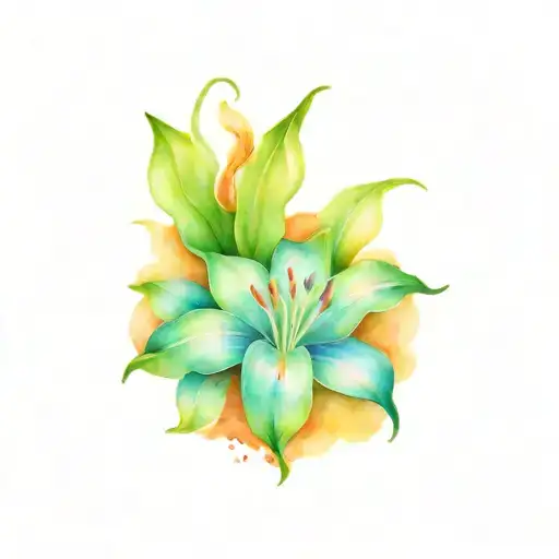 lily flower Aurora borealis tattoo design idea