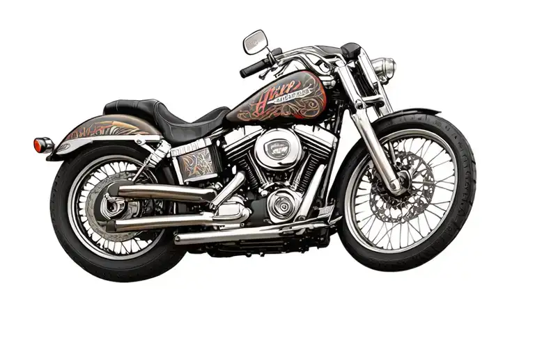 v twin engine with Harley logo tattoo design idea