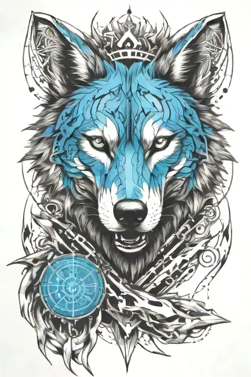 wolf running alongside tattoo design idea