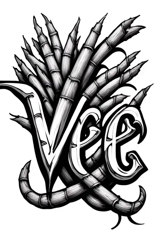 the word vee made out of sugar canes tattoo design idea