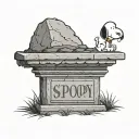 snoopy laying on top of a head stone tattoo design idea
