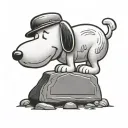 snoopy laying on top of a head stone tattoo design idea