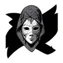 Mask and veil patch type tattoo design idea