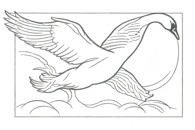 swan flying away tattoo design idea
