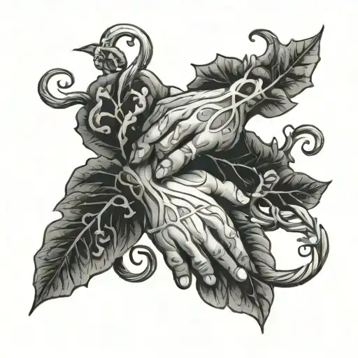 thick vines shaking hands tattoo design idea