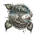 Gradient of beginning to life to life being born.  From right arm bicep, baren earth being progressed to full life to my tattoo design idea