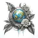 Gradient of beginning to life to life being born.  From right arm bicep, baren earth being progressed to full life to my tattoo design idea