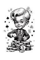 Richie rich money wash with cards and poker chip one day at a time  tattoo design idea