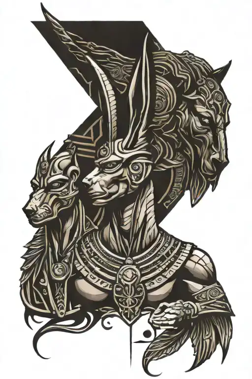 anubis and horus tattoo design idea