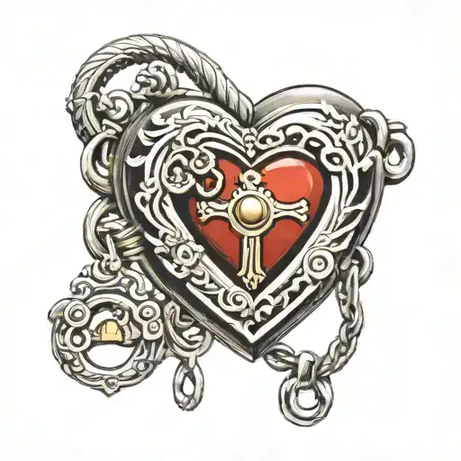 locket antique heart shaped lock design tattoo design idea