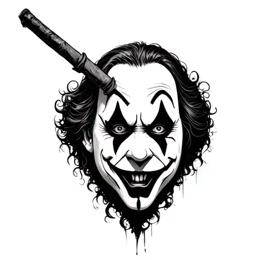fill horror clown face terrifier tattoo design idea