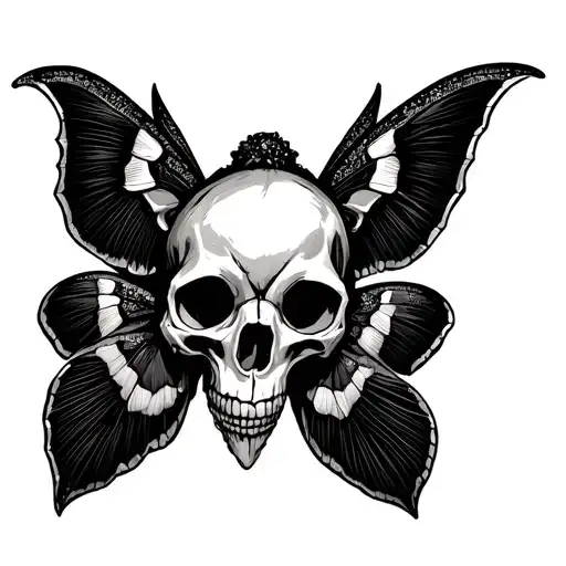 death moth with dog skull as wings spread tattoo design idea