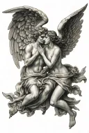 two angels whit a date tattoo design idea