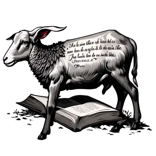 lamb of victory with the Bible quotes psalms 23 tattoo design idea