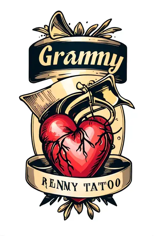 "Grammy" heart with banner tattoo tattoo design idea