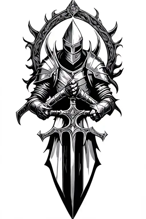 A knight from Dark Souls wielding a unique sword tattoo design idea