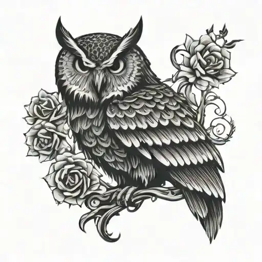 gothic owl tattoo design idea