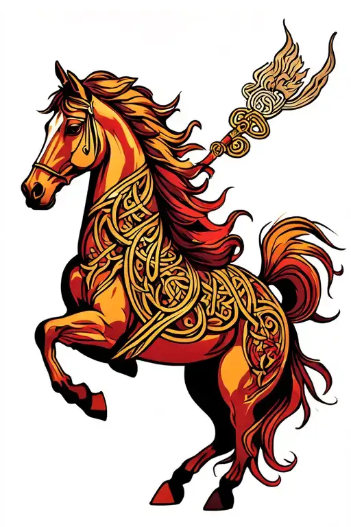 celtic horse galloping tattoo design idea