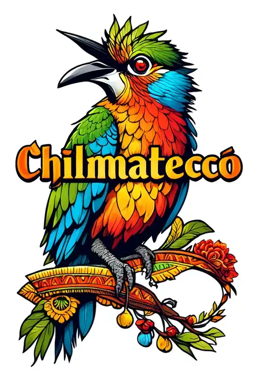 "Chilmalteco" Old school tattoo design incorporating éléments quetzal  tattoo design idea