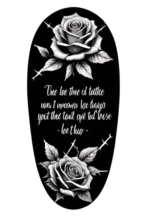 roses and thorns and a bible verse tattoo design idea