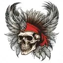 skull with headdress, each feather represents a warrant officer rank in the Marine corps tattoo design idea