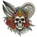 skull with headdress, each feather represents a warrant officer rank in the Marine corps tattoo design idea