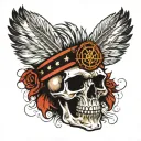 skull with headdress, each feather represents a warrant officer rank in the Marine corps tattoo design idea