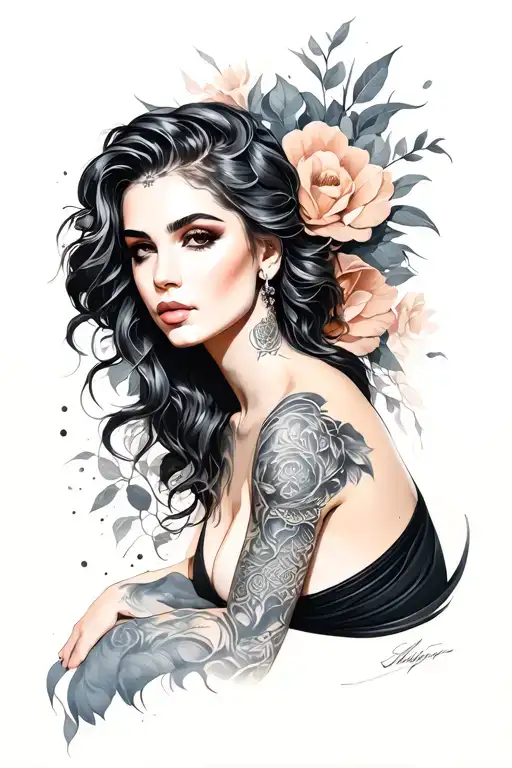 sculpture women posing tattoo design idea