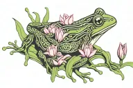 frog with tulips on a lily pad  tattoo design idea