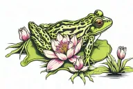frog with tulips on a lily pad  tattoo design idea