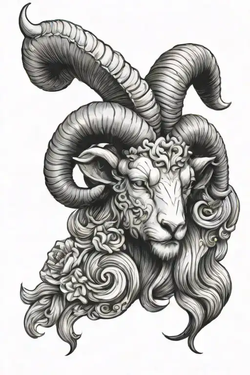 Aries head, with below pisces sign mixed tattoo design idea