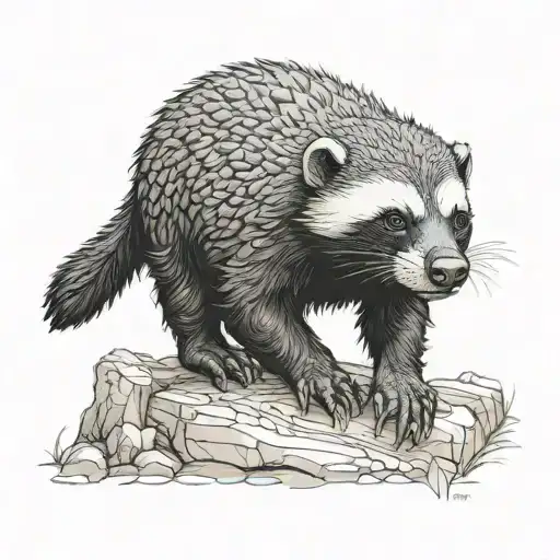 A small cute honey badger posing like Zeus tattoo design idea