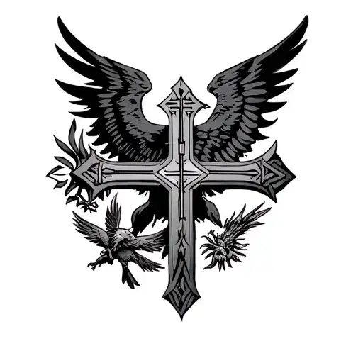 serbian orthodox cross and eagle tattoo design idea