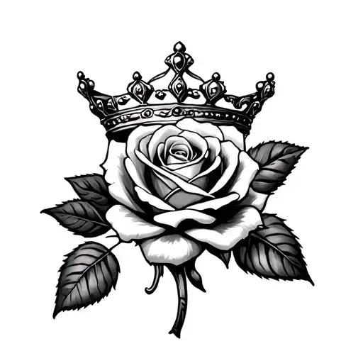 Crown and a rose tattoo design idea