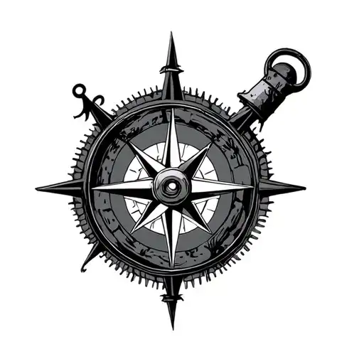 Lion Anker Lighthouse Compass tattoo design idea