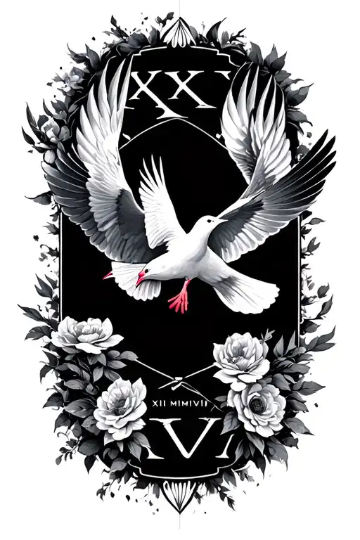 2 dove birds flying with XXX·XII·MMVII in the middle of them  tattoo design idea