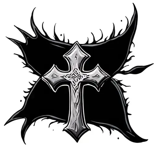 cross surrounded western leather tattoo design idea