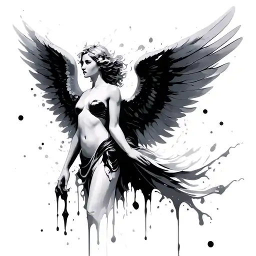 splash angel tattoo design idea