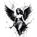 splash angel tattoo design idea