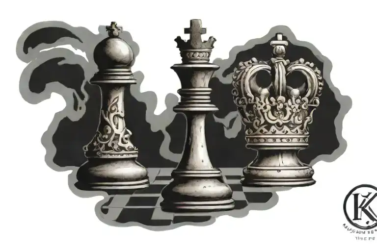 A tattoo design of two chess pieces, a king and queen, made entirely of bones to honor my parents' love for chess.   tattoo design idea